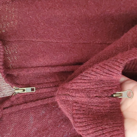 Moda International Cocoon Zip Up Hooded Sweater Burgundy size M - Picture 8 of 11